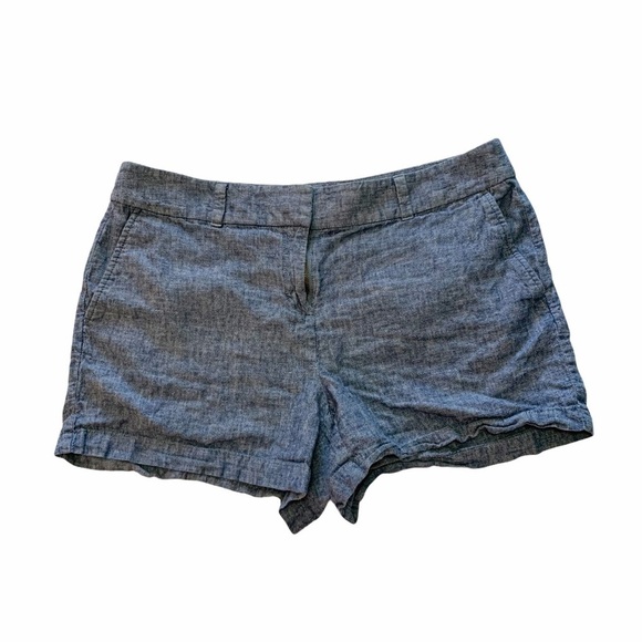 LOFT Outlet Blue Chambray Flat Front 4" Shorts - Picture 1 of 7